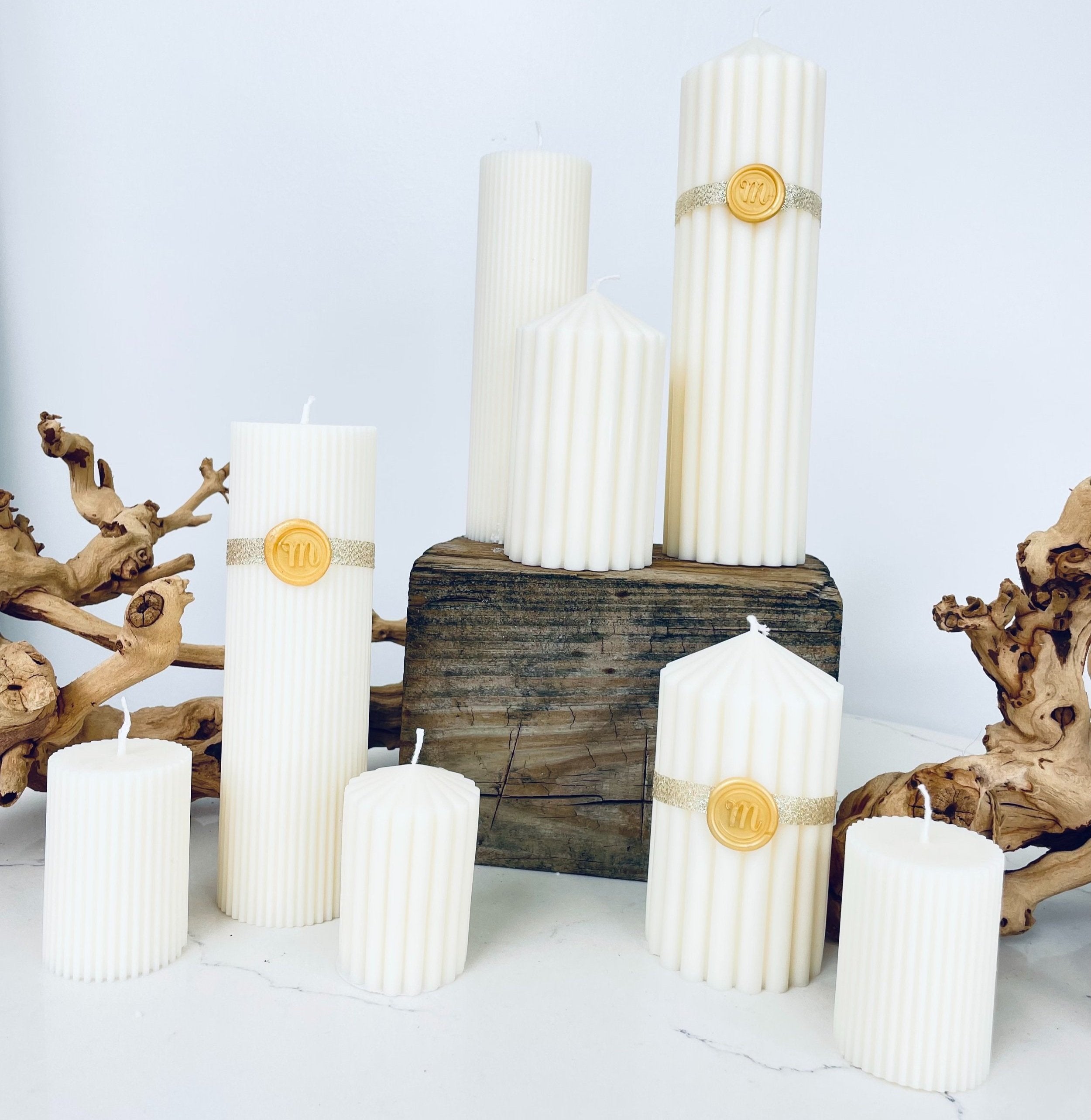 Ribbed Pillar Candles